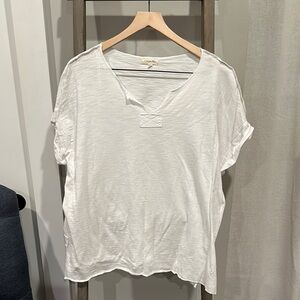 White Oversized Cuffed Sleeve T-Shirt